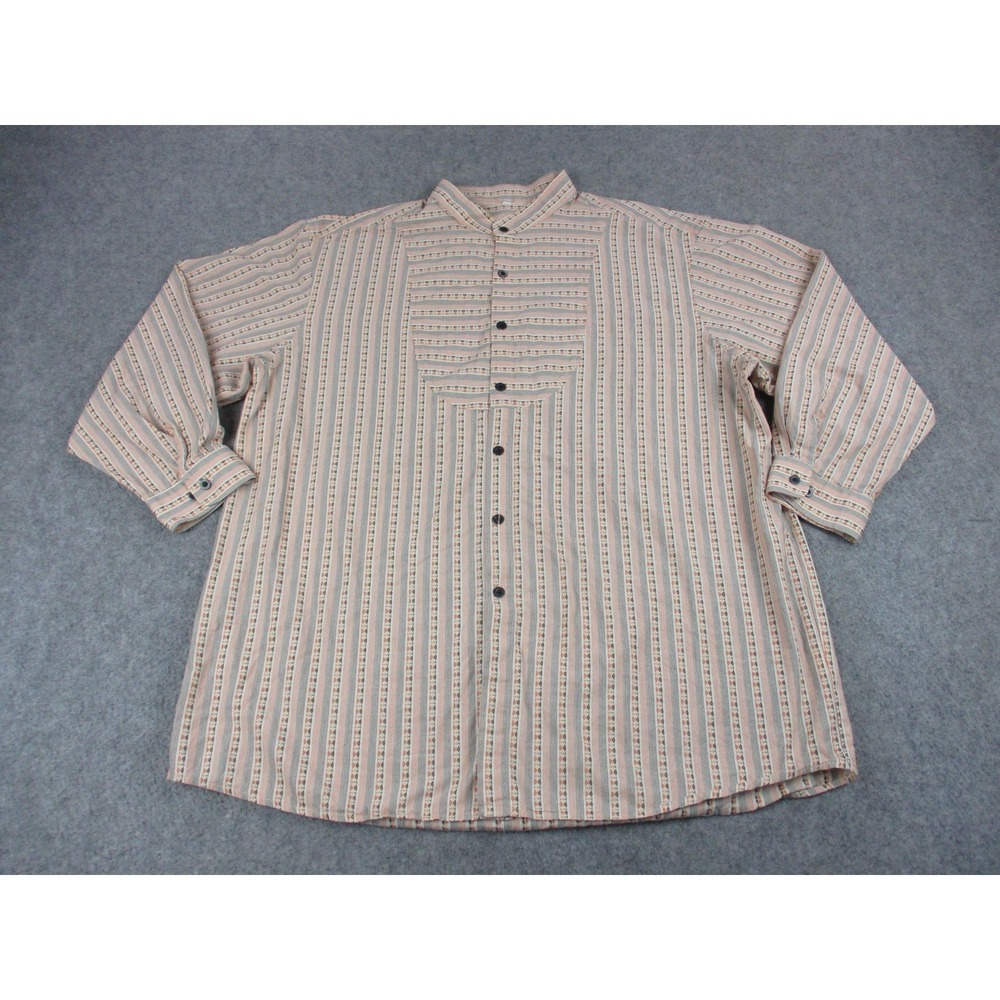 Scully Shirt Mens Extra Large‎ Pink Gray Stripes Band Collar Rodeo Rancher